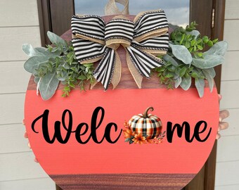 Fall Door Hanger, Plaid Pumpkin Door Hanger, Fall Decor, Fall Front Door Decor, Pumpkin Door Hanger, Fall Door Decor, Fall Welcome Sign