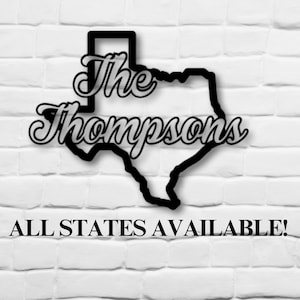 Custom Metal State Sign, State Sign, Metal State Sign, Custom State Decor, Home State Sign, Last Name State Sign, Metal Last Name Sign