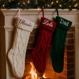 Cable Knit Personalized Christmas Stockings;Christmas Stockings;Personalized Christmas Stockings;Monogrammed Christmas Stockings; Stockings
