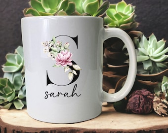 Name Mug, Initial Letter Mug, Custom Coffee Mug, Coffee Mug For Her, Personalized Coffee Mug, Coffee Mug For Mom, Mother's Day Gift
