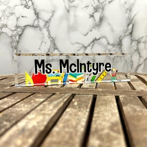 Teacher Desk Name Plate, Teacher Appreciation Gift, Teacher Name Desk Sign, Acrylic Name Plate, Personalized Teacher Gift, Gift For Teacher