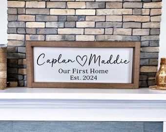 New Home Sign, Couples Name Our First Home and Established Date Sign, Our First Home Sign, New Home Sign, Realtor Gift, Wedding Date Sign,