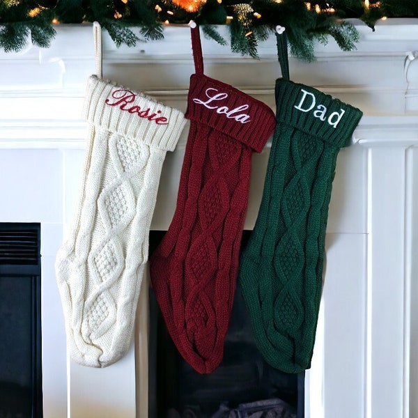 Cable Knit Personalized Christmas Stockings;Christmas Stockings;Personalized Christmas Stockings;Monogrammed Christmas Stockings; Stockings