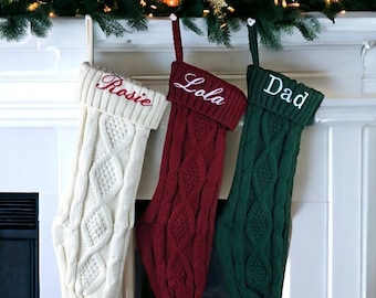 Cable Knit Personalized Christmas Stockings;Christmas Stockings;Personalized Christmas Stockings;Monogrammed Christmas Stockings; Stockings