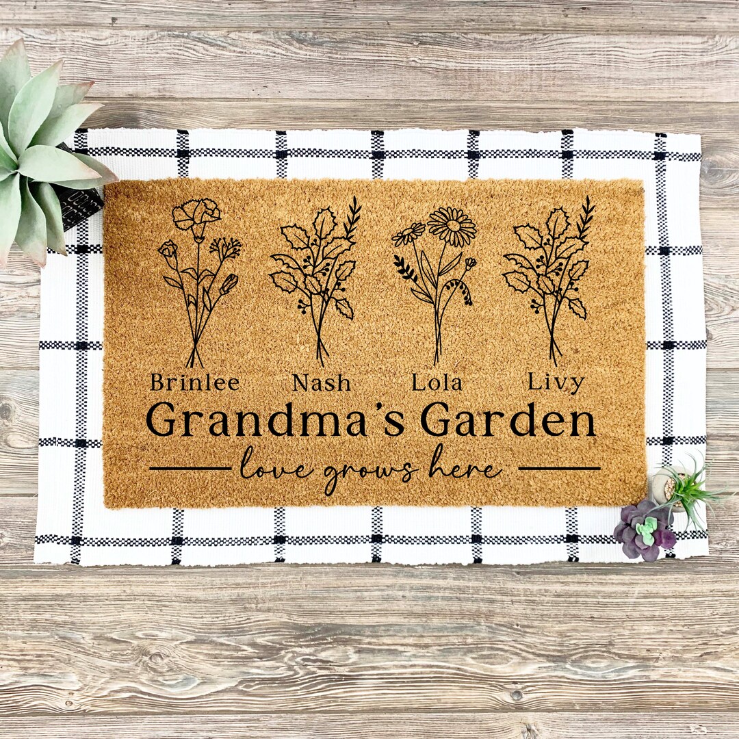 Grandmas Garden Love Grows Here Doormat, Personalized Grandmas Garden ...