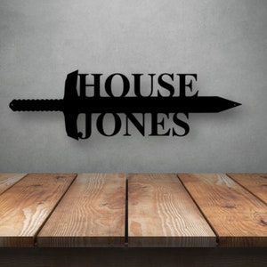 Custom Metal Sword Monogram; Sword with Family House Name; Custom Family Sword; Metal Sword; Medieval Sword; Knight Sword