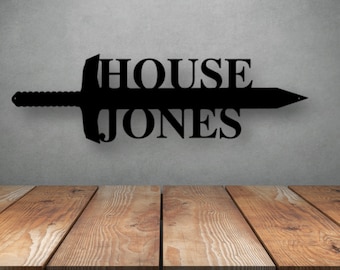 Custom Metal Sword Monogram; Sword with Family House Name; Custom Family Sword; Metal Sword; Medieval Sword; Knight Sword