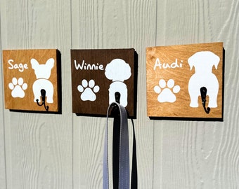 Personalized Dog Butt Leash Holder, Dog Butt Leash Holder, Custom Dog Leash Holder, Wood Leash Holder, Leash Hanger, Dog Butt Leash Hanger