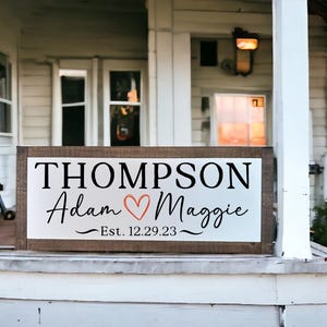 Personalized Last Name Sign with Names and Established Date, Anniversary Sign, Last Name Sign, Wedding Date Sign, Wedding Gift Sign