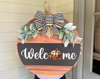 Fall Door Hanger, Plaid Pumpkin Door Hanger, Fall Decor, Fall Front Door Decor, Pumpkin Door Hanger, Fall Door Decor, Fall Welcome Sign