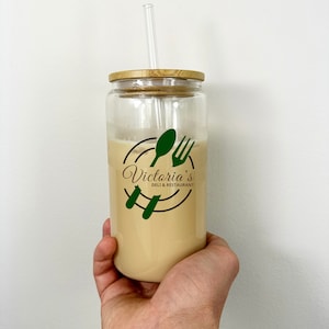 Custom Glass Iced Coffee Cup, Corporate Gift Idea, Small Business Owner Gift, Your Logo Here, Business Swag, Marketing Gift Corporate Bulk. image 7