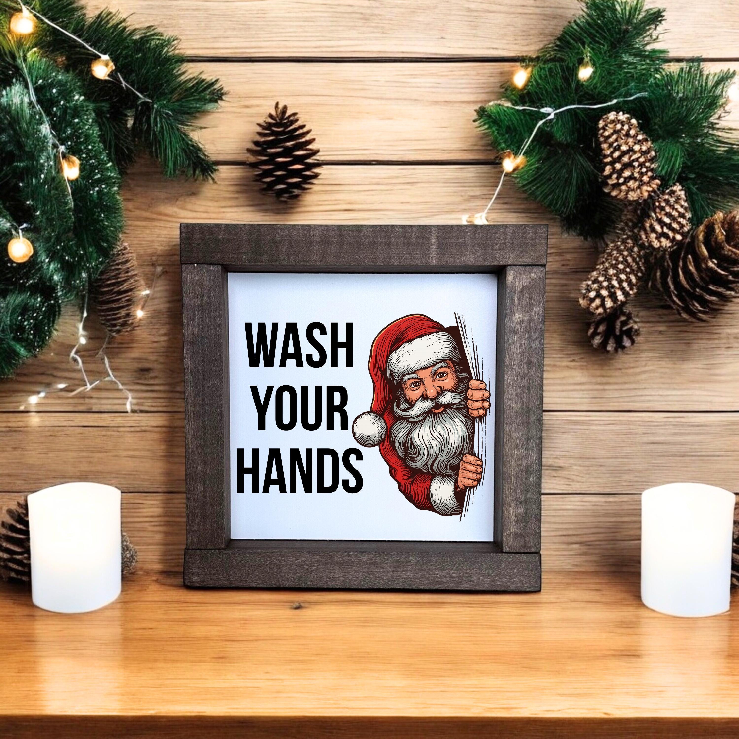 Christmas Bathroom Wooden Sign, Wash Your Hands Sign, Bathroom…