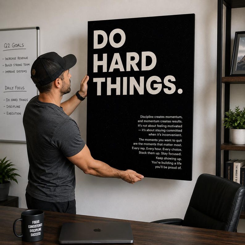 Do Hard Things Sign, Acrylic Wall Art, Motivational Sign, Home Gym Sign, Office Sign, Business Office Sign, Office Decor image 4