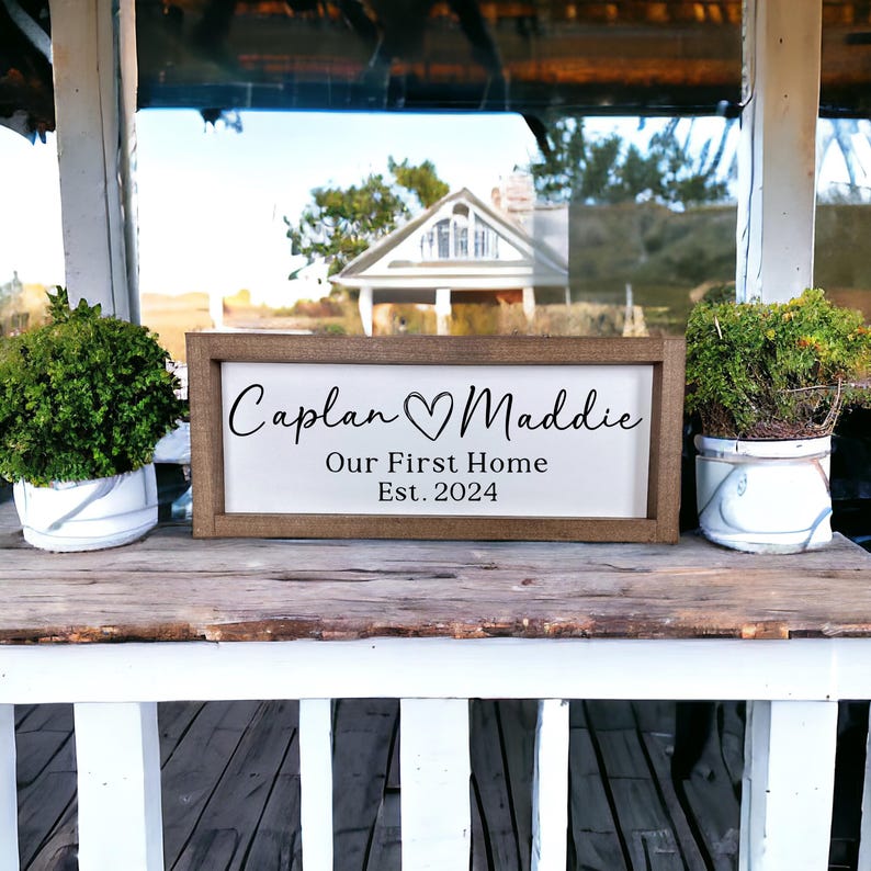 New Home Sign, Couples Name Our First Home and Established Date Sign ...