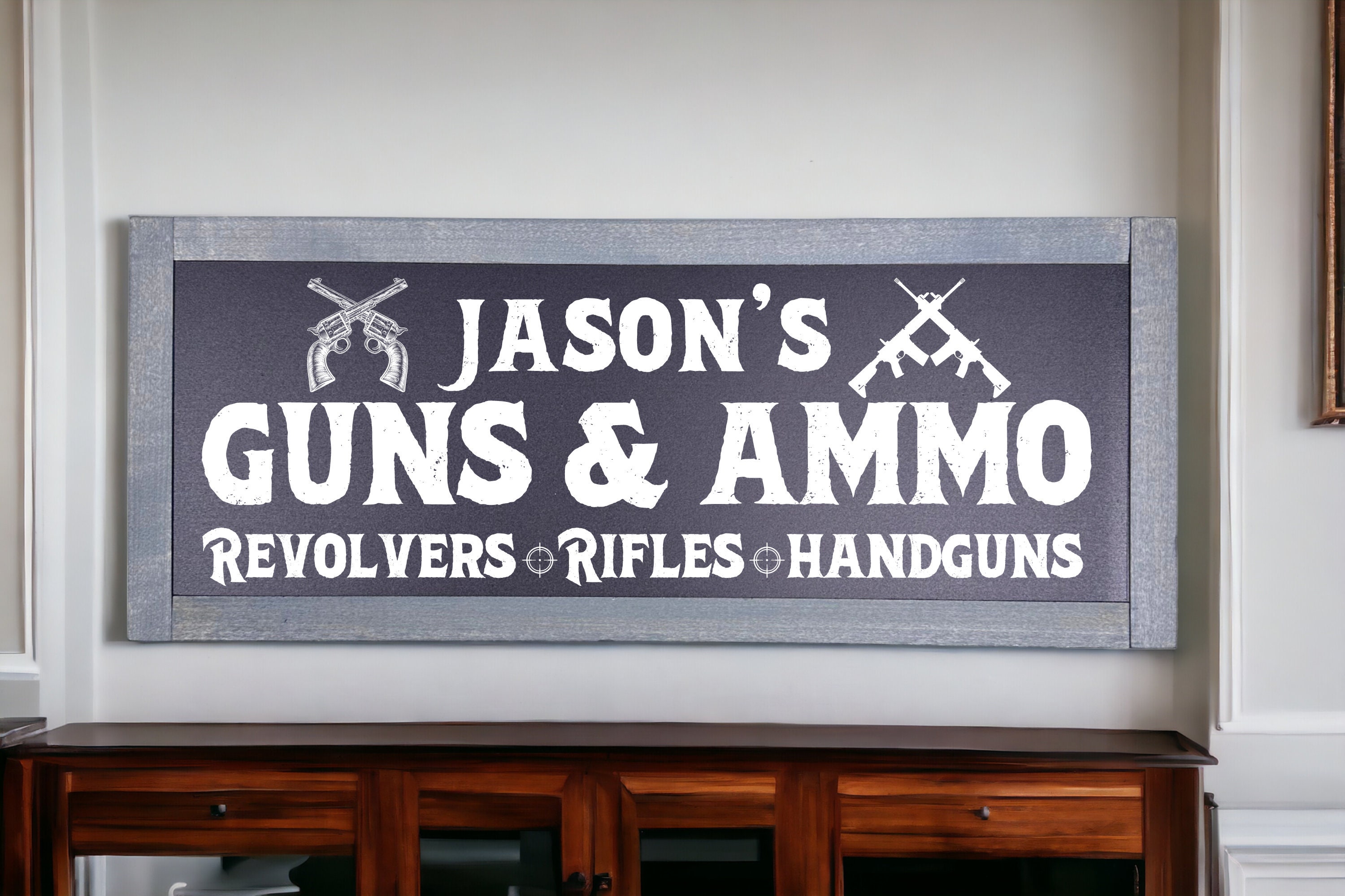 Custom Guns and Ammo Sign, Armory Sign, Man Cave Sign, Armory Decor ...