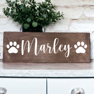 Custom Pet Sign, Custom Pet Decor, Custom Dog Sign, Dog Name Sign, Pawprint Sign, Dog Decor, Cat Decor, Dog Wood Sign, Doghouse Sign