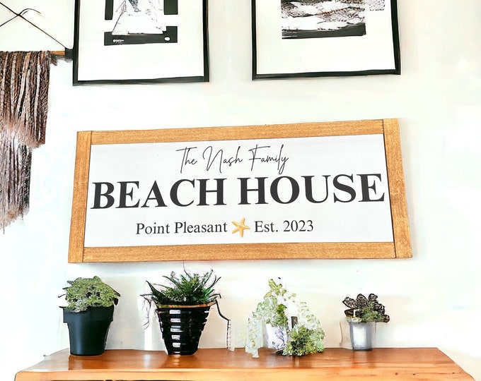 Beach House Sign, Personalized Beach House Sign, Beach House Decor, Beach House Sign With Location and Established Year, Beach Themed Sign