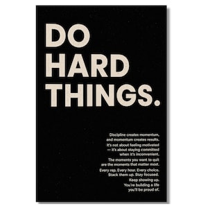 Do Hard Things Sign, Acrylic Wall Art, Motivational Sign, Home Gym Sign, Office Sign, Business Office Sign, Office Decor image 2