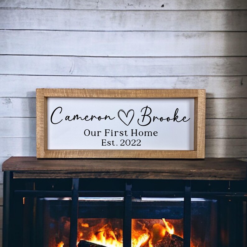 New Home Sign, Couples Name Our First Home and Established Date Sign ...