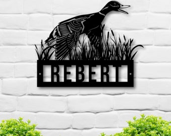 Metal Duck Monogram Sign, Duck Hunting Sign, Duck Sign, Metal Address Sign, Mallard Sign, Hunting Sign, Mallard, Custom Hunting Sign
