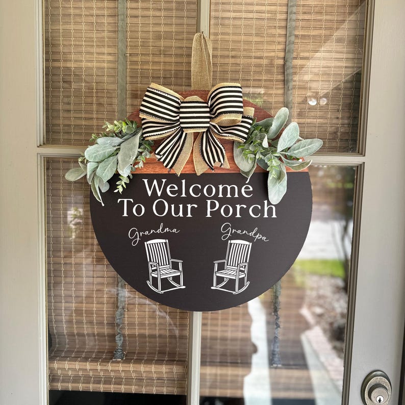 Welcome to Our Porch Door Hanger, Front Door Sign for Grandma, Gift for ...