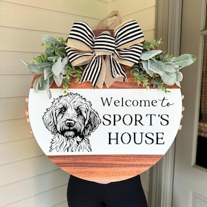 Custom Dog Door Hanger, Golden Doodle Door Hanger, Personalized Door Hanger with Dog, Dog Sign, Front Door Decor, Dog Door Hanger