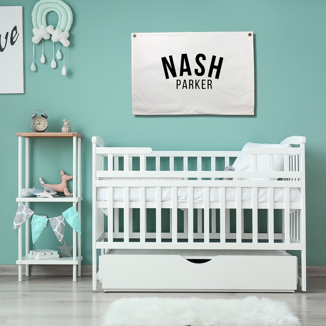 Baby Name Flag, Custom Canvas Flag, Nursery Sign, Nursery Flag, Custom