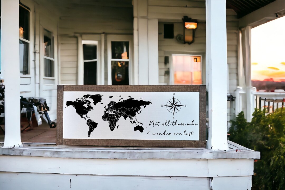 Travel Map Sign World Travel Map, World Map Art, Wooden World Map, Not All Those Who ...