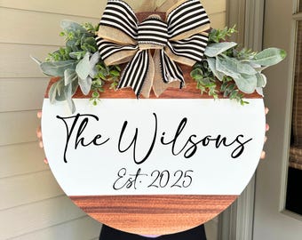 Front Door Decor, Front Door Hanger, Personalized Door Wreath, Door Sign, Last Name Sign, Personalized Family Door Sign, Mother's Day Gift