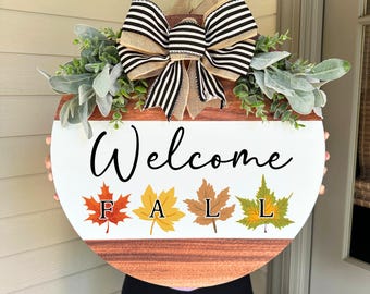 Fall Door Hanger, Fall Wreath, Fall Decor, Fall Porch Decor, Fall Front Door Decor, Fall Door Sign, Fall Welcome Sign, Hello Fall Sign