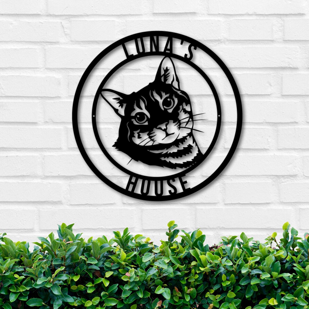 Metal Cat Sign, Metal Tabby Cat Sign, Cat Sign, Custom Cat Sign, Feline Sign, Personalized Cat
