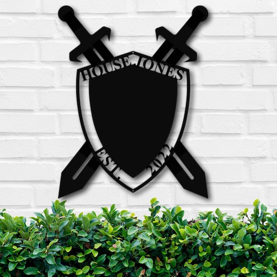 Personalized Metal Family Shield, Metal Medieval Shield, Shield with Family Name, Family Emblem Sign