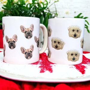 Custom Dog Face Mug, Personalized Dog Face Pattern Mug, Multiple Dog Face Mug, Dog Mom Coffee Mug, Dog Lover Mug, Mother's Day Gift