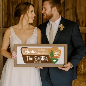 Custom National Park Sign, National Park Welcome Sign, Personalized National Park Sign, National Park Wedding Sign, NPS Sign, Our Adventure