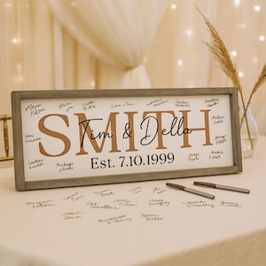 Wedding Guest Book, Unique Wood Guestbook, Last Name Guest Book, Wedding Guest Book Alternative & Wedding Sign, Wood Guest Book Sign