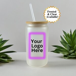 Custom Glass Iced Coffee Cup, Corporate Gift Idea, Small Business Owner Gift, Your Logo Here, Business Swag, Marketing Gift Corporate Bulk. image 2