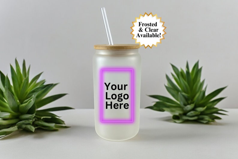 Custom Glass Iced Coffee Cup, Corporate Gift Idea, Small Business Owner Gift, Your Logo Here, Business Swag, Marketing Gift Corporate Bulk. image 2