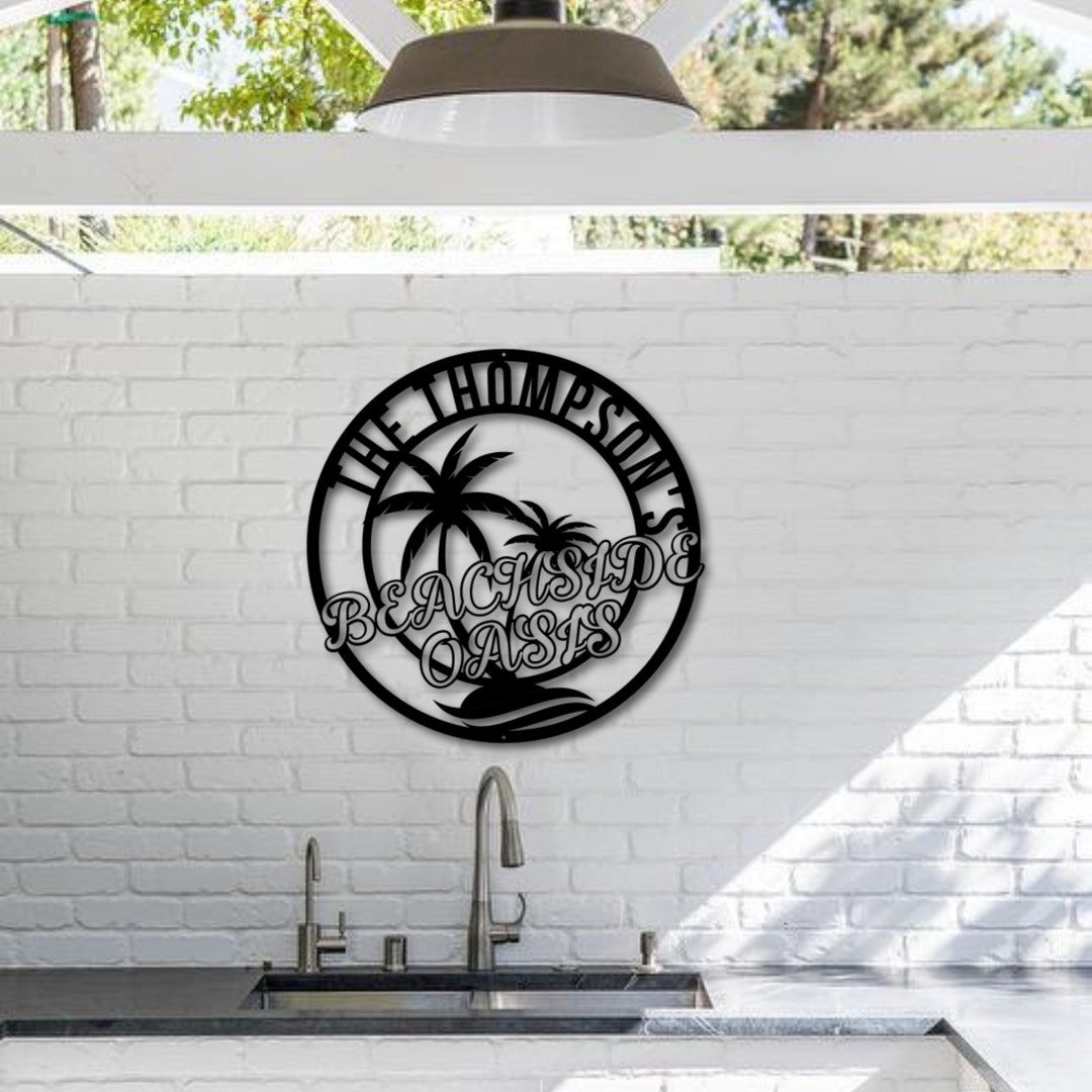 Personalized Metal Beach Sign, Metal Lake House Sign, Beach House Sign