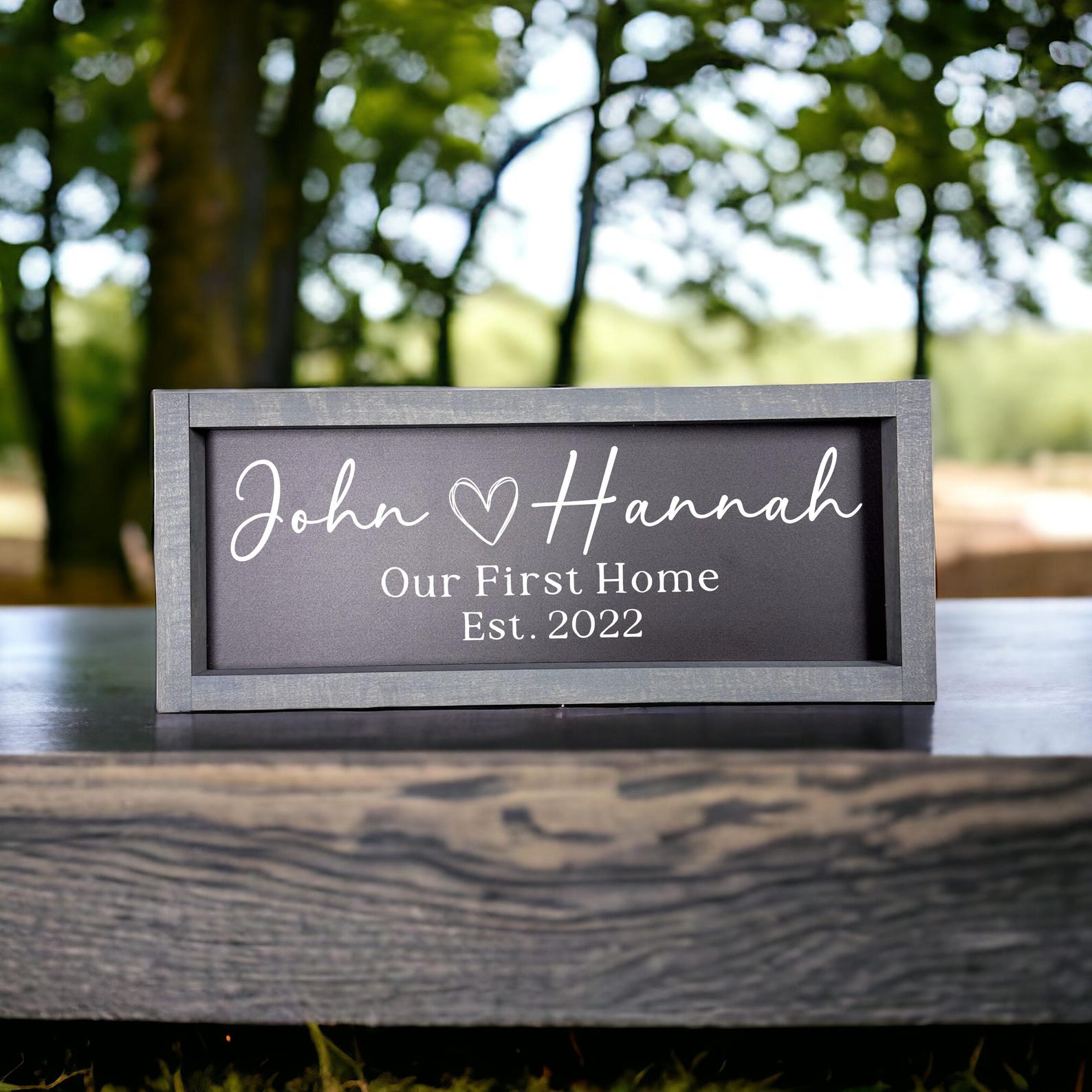 New Home Sign, Couples Name Our First Home and Established Date Sign ...