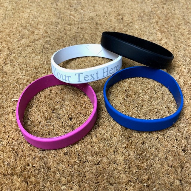 Glow in Dark Colored Silicone Wristbands Custom Size, Glow Rubber Bracelets  for Adults and Kids, Glowing Silicone Bracelet Personalize Bulk 