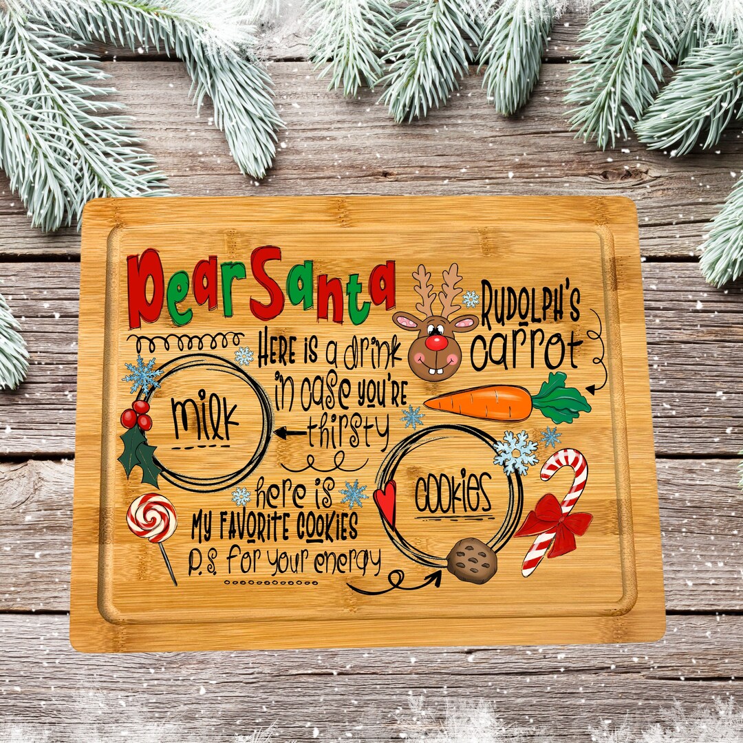Wooden Santa Milk and Cookie Tray, Santa Cookies and Milk Tray, Personalized Santa Cookie Tray