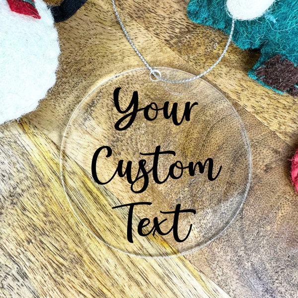 Custom Text Acrylic Ornament, Personalized Photo Acrylic Ornament, Company Christmas Ornament, Bulk Ornaments, Custom Christmas Tree Decor