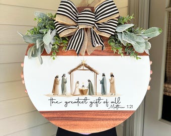 Greatest Gift Of All, Christmas Front Door Hanger, Christmas Hanger, Christmas Wreath, Holiday Decor, Christmas Decor, Jesus Wreath