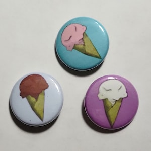 Ice Cream on Waffle Cone 1&quot; (Inch) Buttons