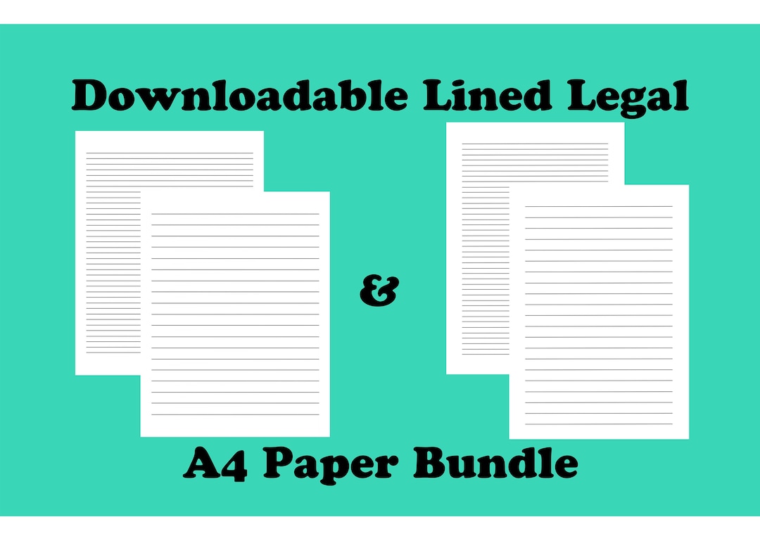 Downloadable Lined Legal & A4 Paper Bundle Etsy