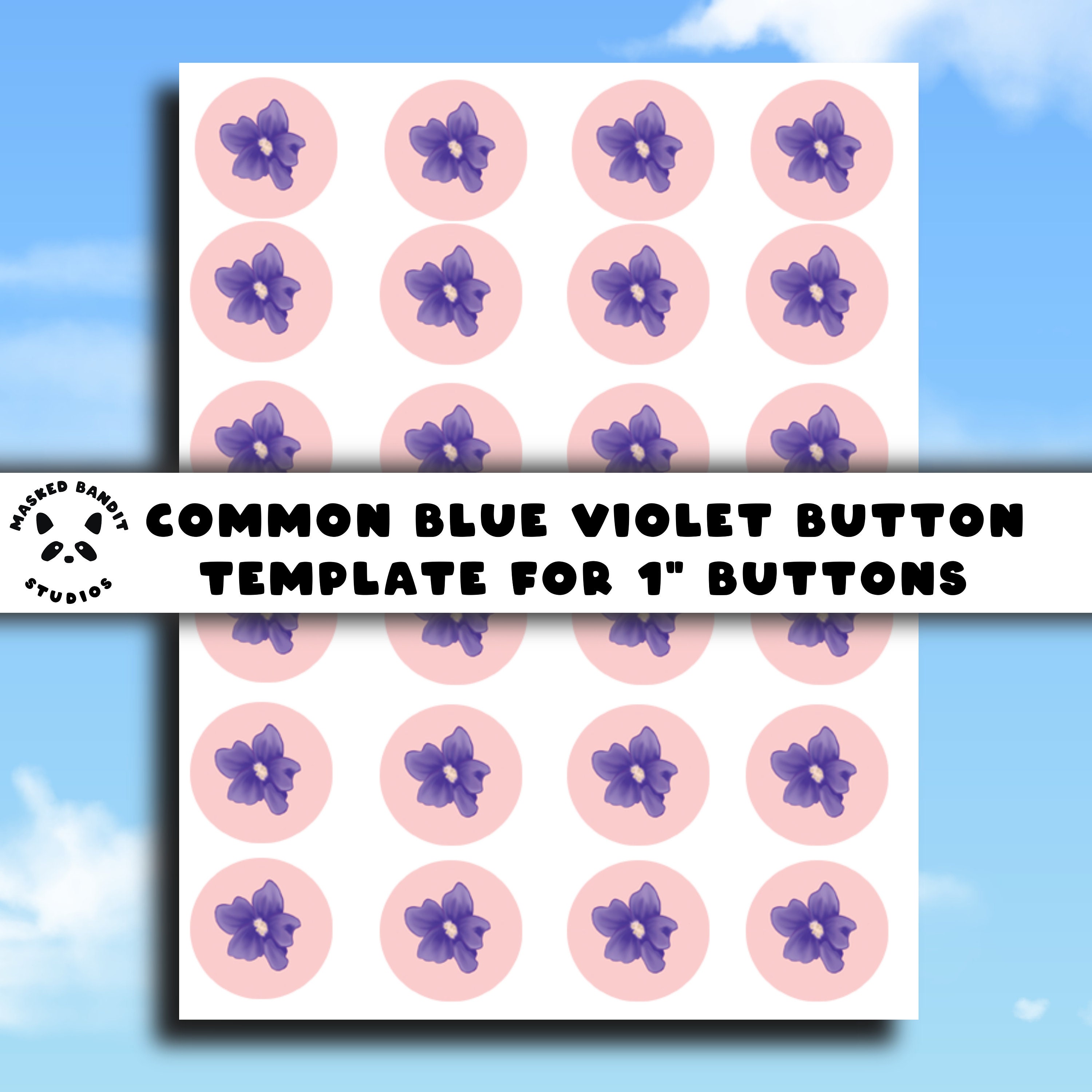 Common Blue Violet Button Template for 1