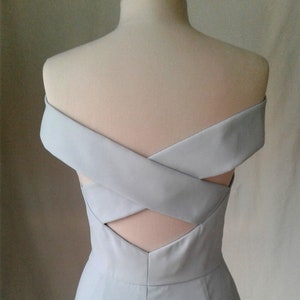 Vestido de dama de honor azul brumoso: vestido de noche bohemio, tallas S-M