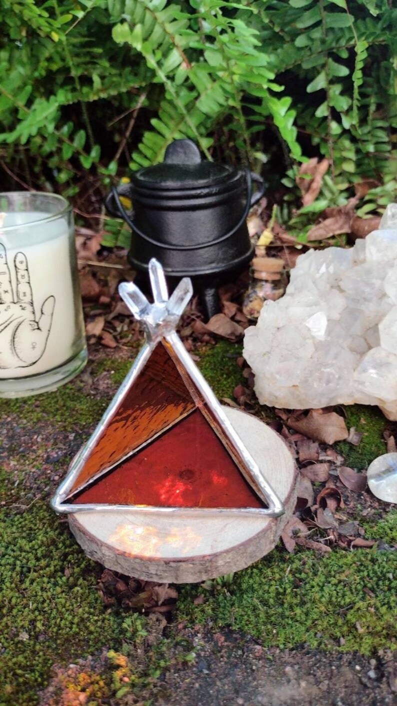 SACRED PRISM Stained Glass Pyramid Jewel Box ORANGE Sacral Chakra ...