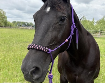 Cabezada de cuerda hecha a mano para caballos – Muserola de paracord trenzado, arreos estilo western