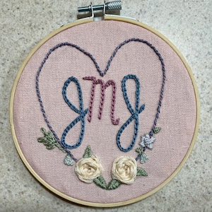 JMJ Holy Family Floral Heart Catholic Hand Embroidered 5-inch Hoop